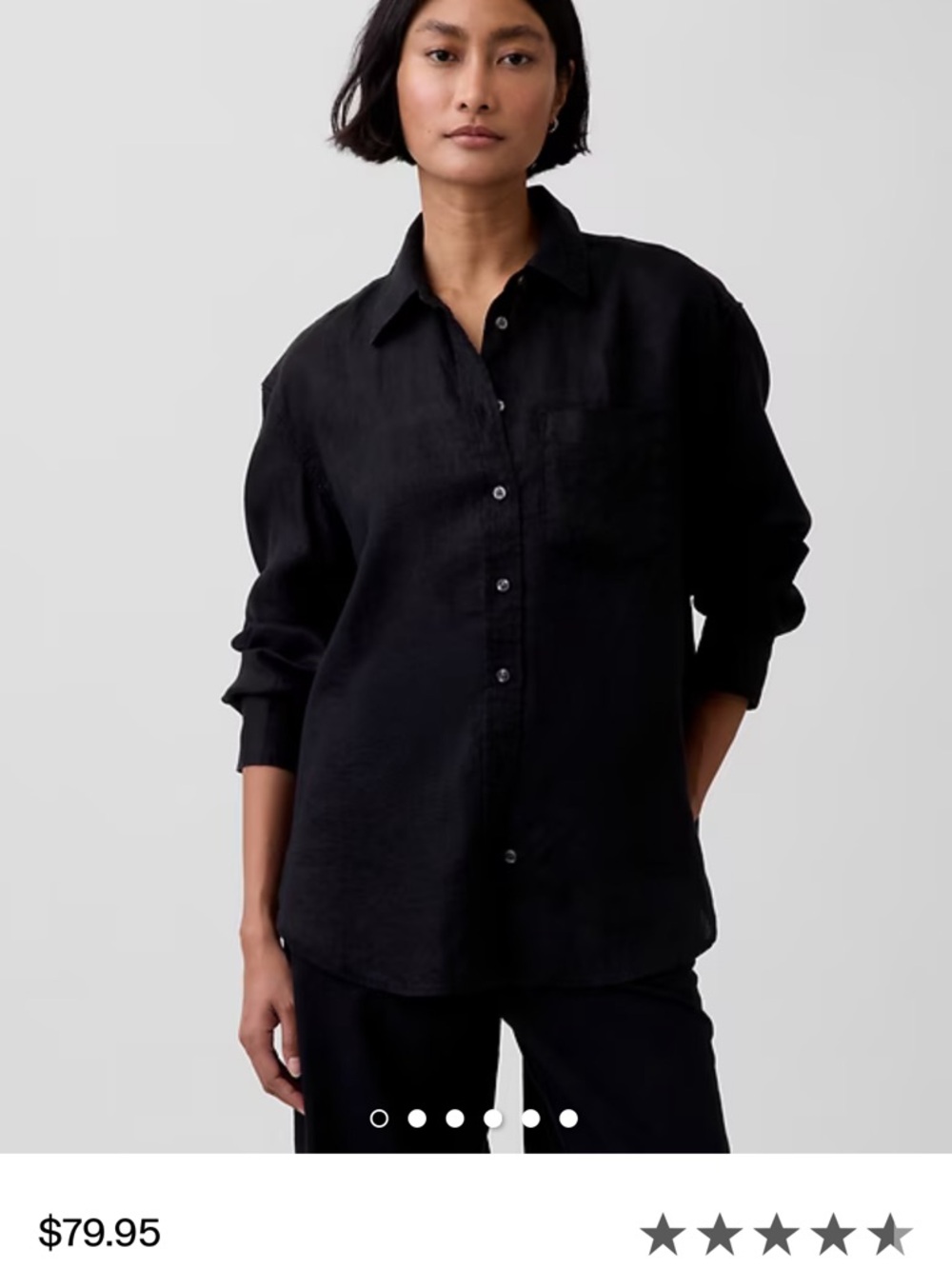 GAP Black Oversized Linen Button-Up Shirt